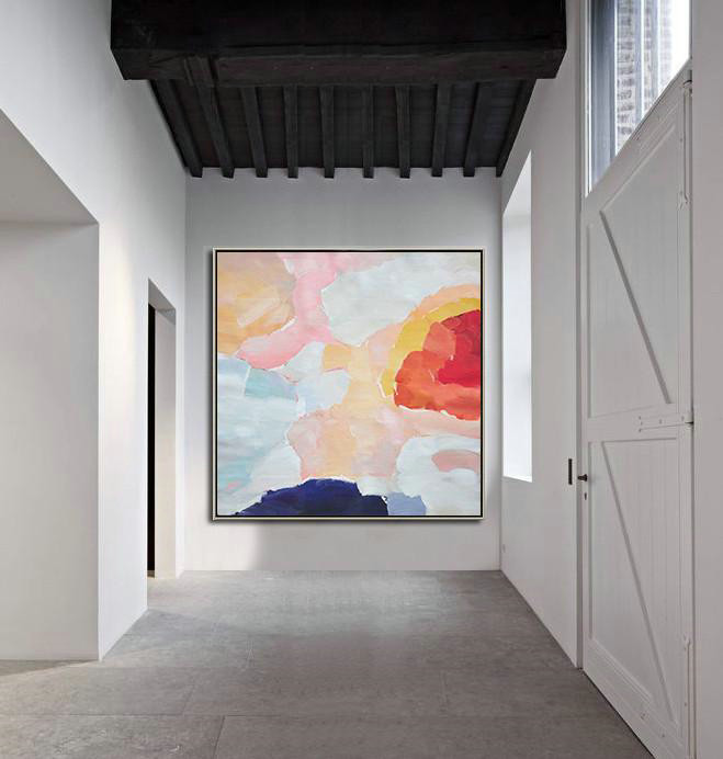 Handmade Painting Large Abstract Art,Oversized Abstract Art,Acrylic Painting Large Wall Art,Red,White,Pink,Blue.etc
